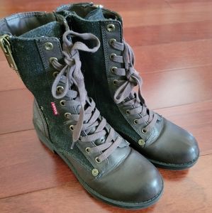 Levi's Denim and Leather Combat Boots